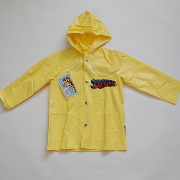 1993 Deadstock Vintage Superman The Man of Steel Kids Hooded Raincoat Jacket - Picture 6 of 10